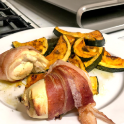 Air Fryer Prosciutto-Wrapped Chicken with Roasted Squash